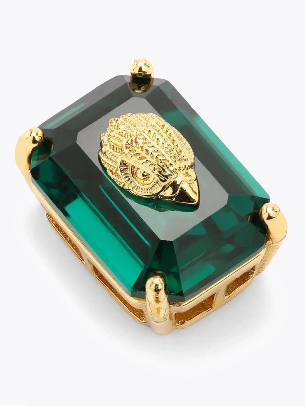 KURT GEIGER London Emerald Cut Crystal Eagle Head Stud Earrings NWT Green